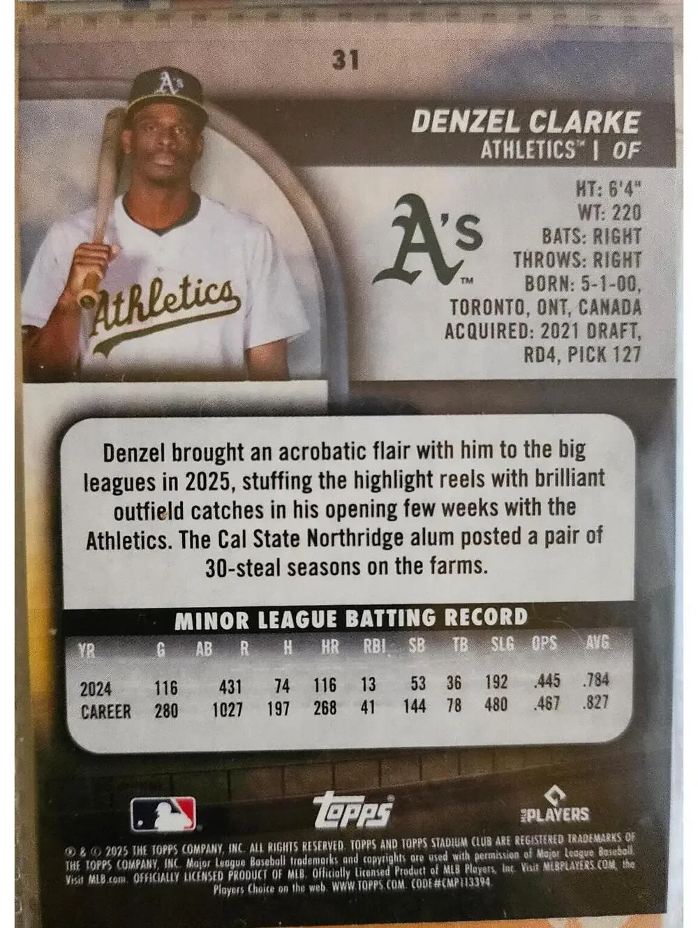 Topps denzel clarke